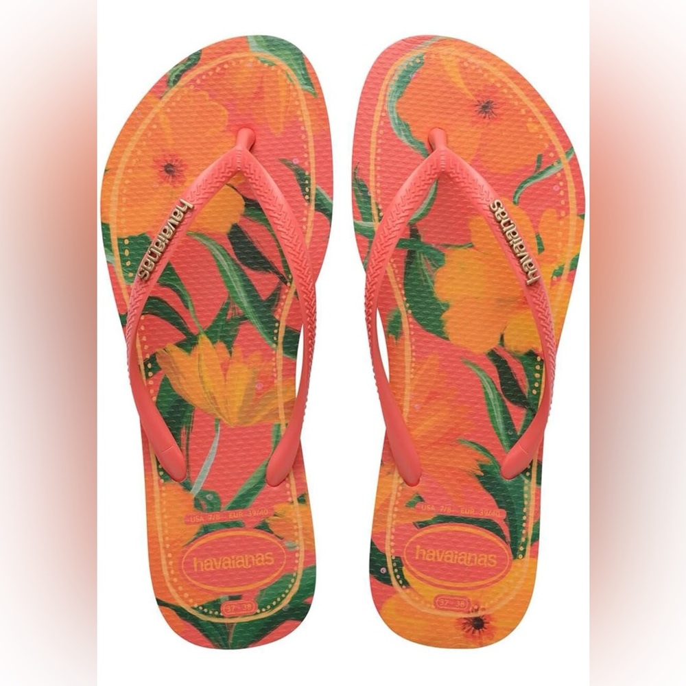 Havaianas Slim Tropical Vibes 2025 collection coral, orange flowers GIFT WRAPPED